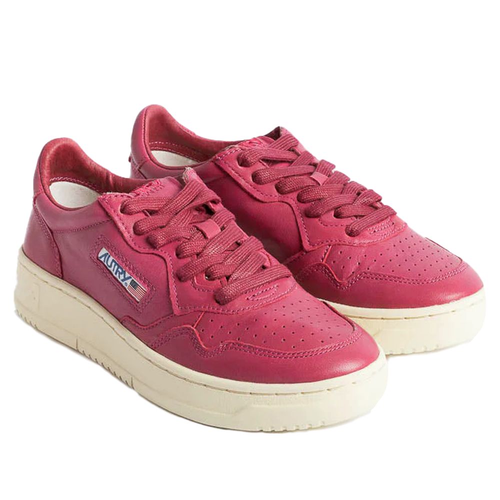 Sneaker femme Autry en cuir de chèvre fuchsia