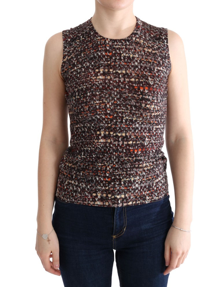 T-shirt en laine à imprimé multicolore et à maille de Dolce & Gabbana