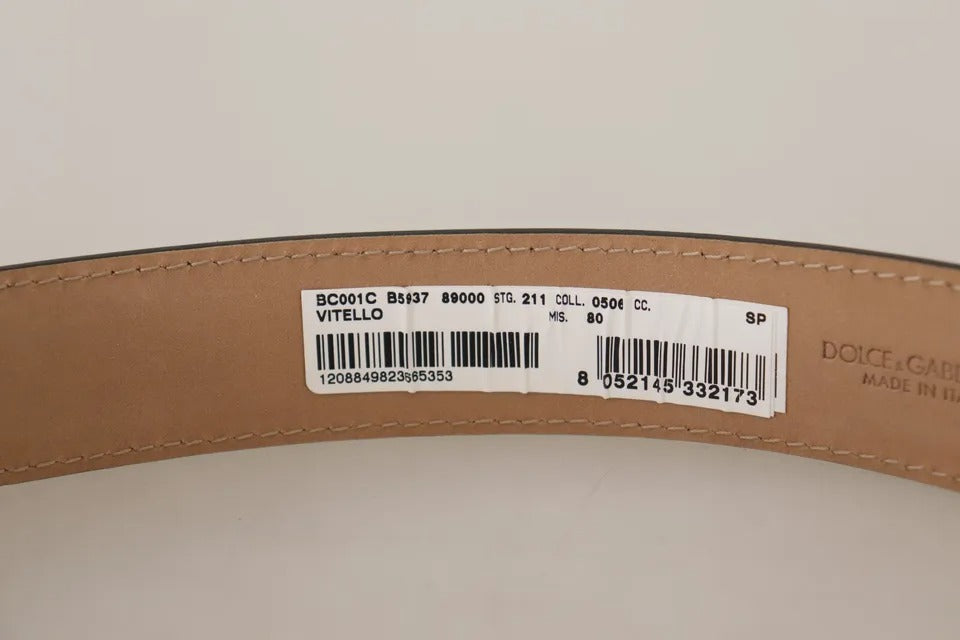 Dolce & Gabbana Zwarte Leren Riem met Goudkleurig Metalen Logo en Gegraveerde Gesp