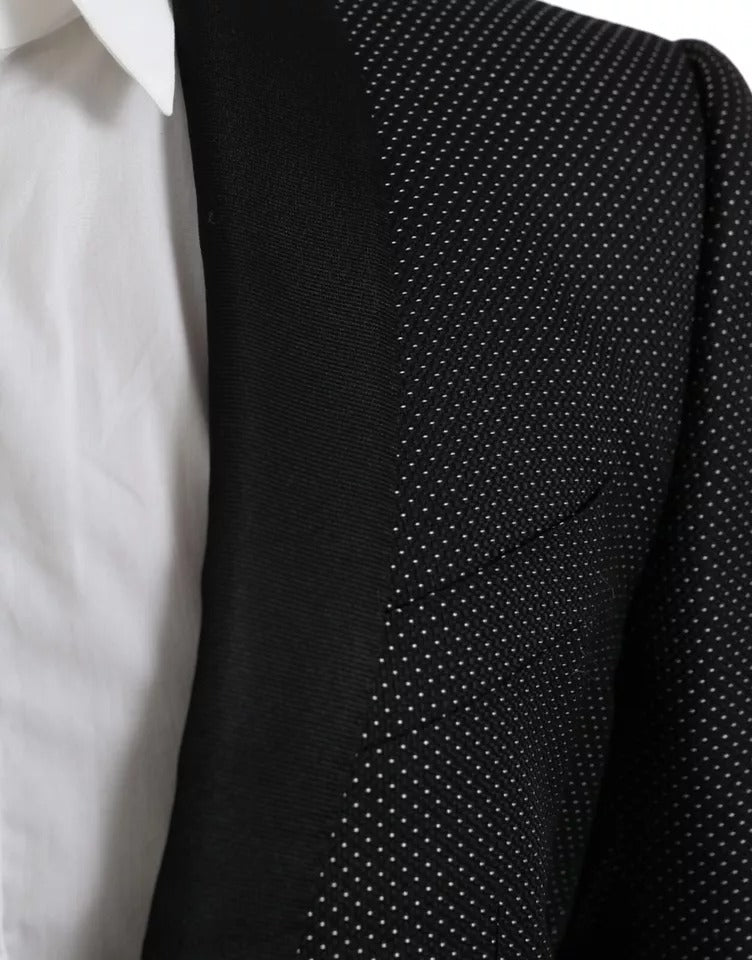 Dolce & Gabbana Zwarte Jacquard MARTINI Jasje met Enkele Knopenrij