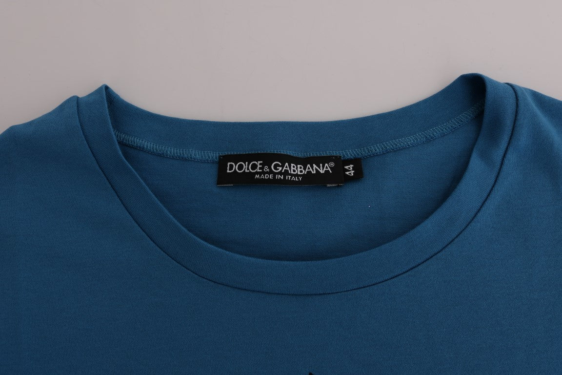 T-shirt en coton bleu Dolce & Gabbana, motif 2017