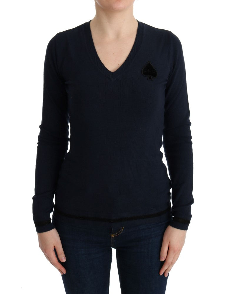 Pull en viscose bleu à col en V de Costume National
