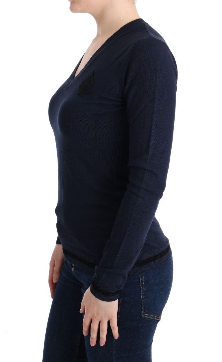 Pull en viscose bleu à col en V de Costume National