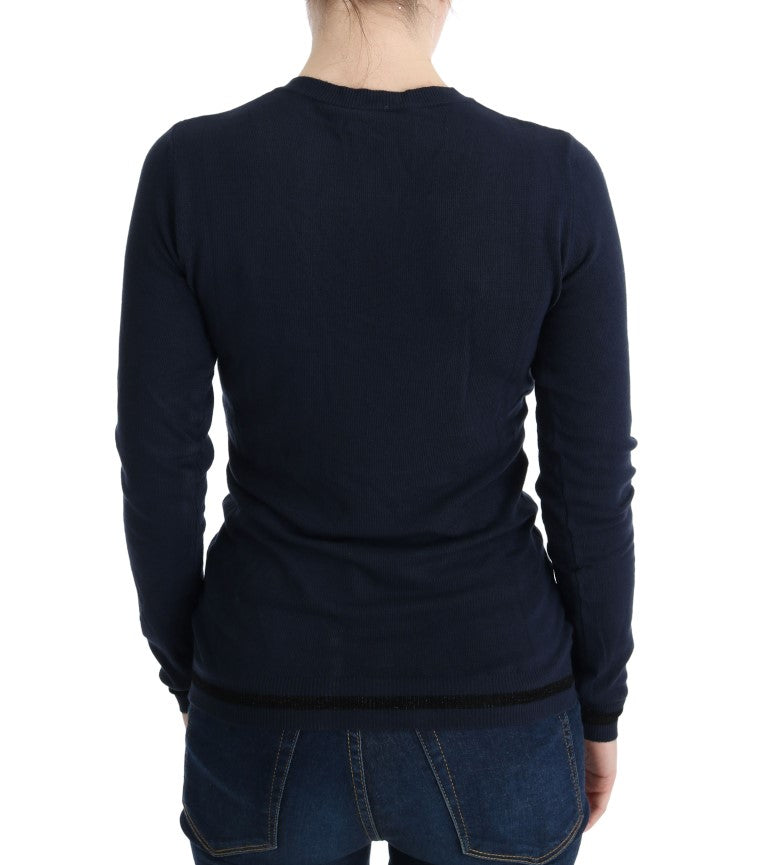 Pull en viscose bleu à col en V de Costume National