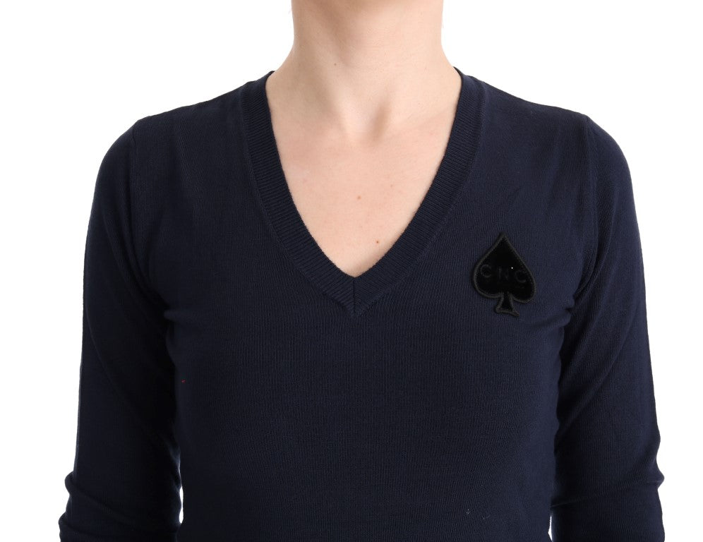 Pull en viscose bleu à col en V de Costume National