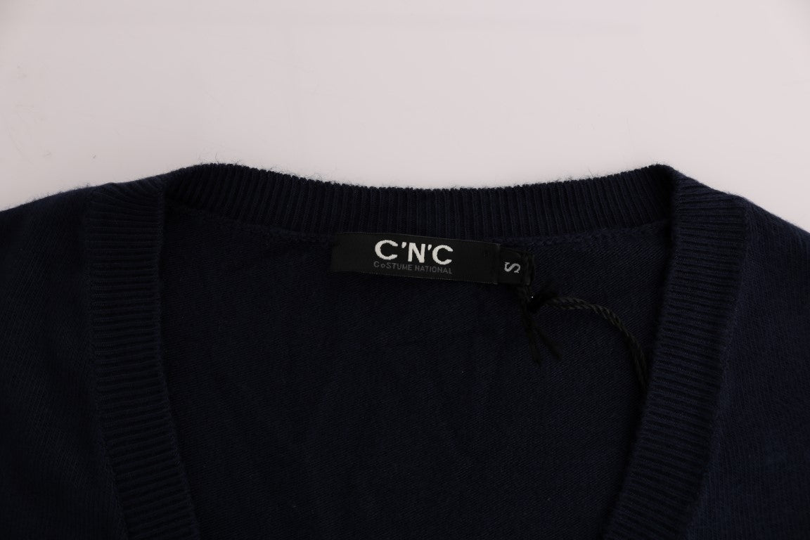 Pull en viscose bleu à col en V de Costume National