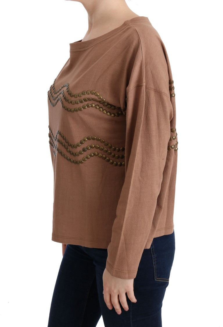 Pull en coton marron à clous de John Galliano