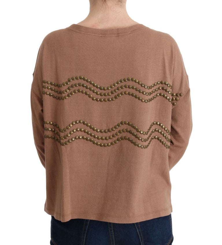 Pull en coton marron à clous de John Galliano