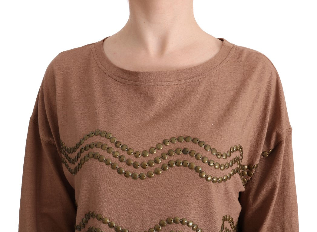 Pull en coton marron à clous de John Galliano