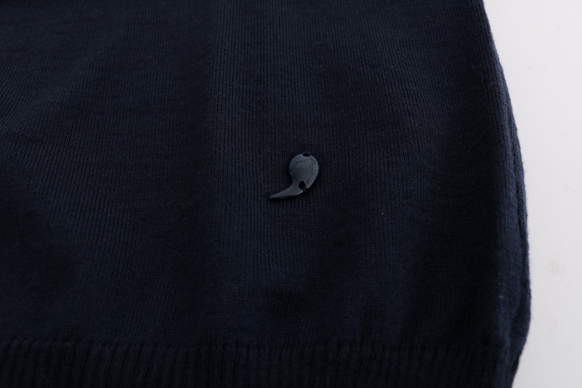 MARGHI LO' Robe chemise en laine bleue à manches longues