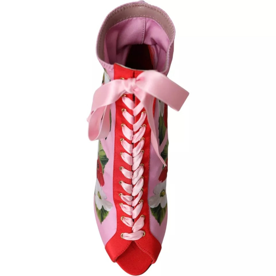 Bottines en jersey extensible multicolore à bout ouvert et talons hauts Dolce & Gabbana