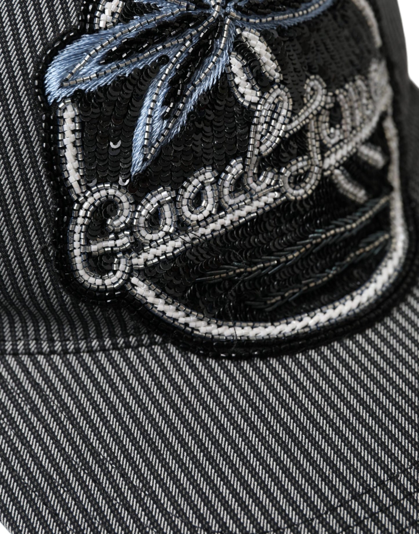 Dolce & Gabbana Zwarte Katoenen Versierde Baseballpet Heren