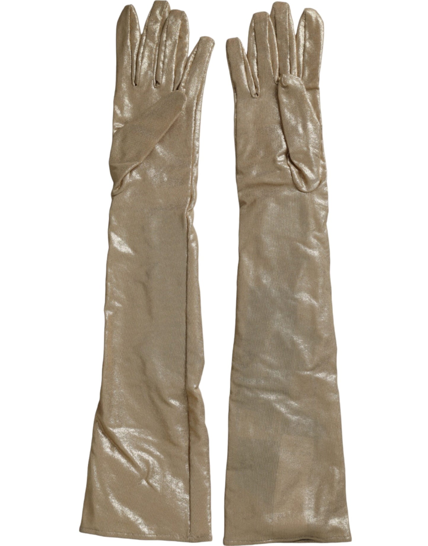 Dolce & Gabbana Beige satijnen kristal ellebooglange handschoenen