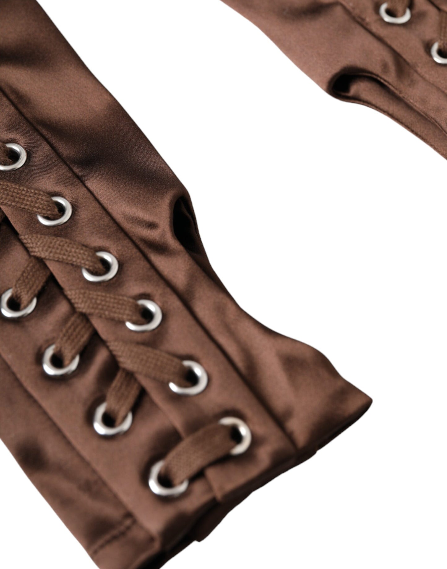 Dolce & Gabbana Bruine Acetaat Veter Vingerloze Handschoenen