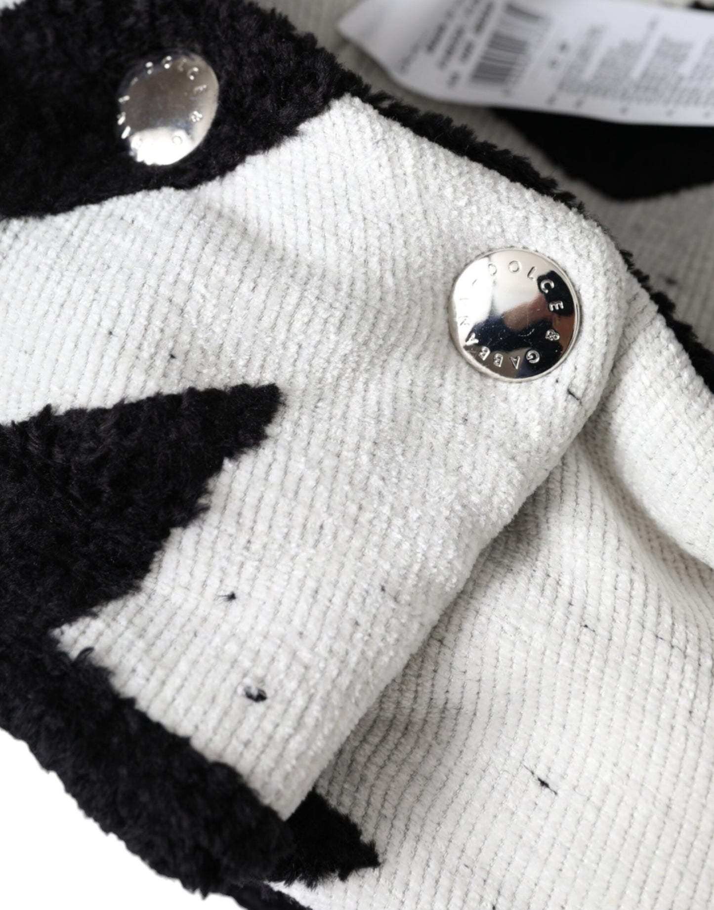 Chapeau enveloppant en laine noire et blanche Dolce & Gabbana