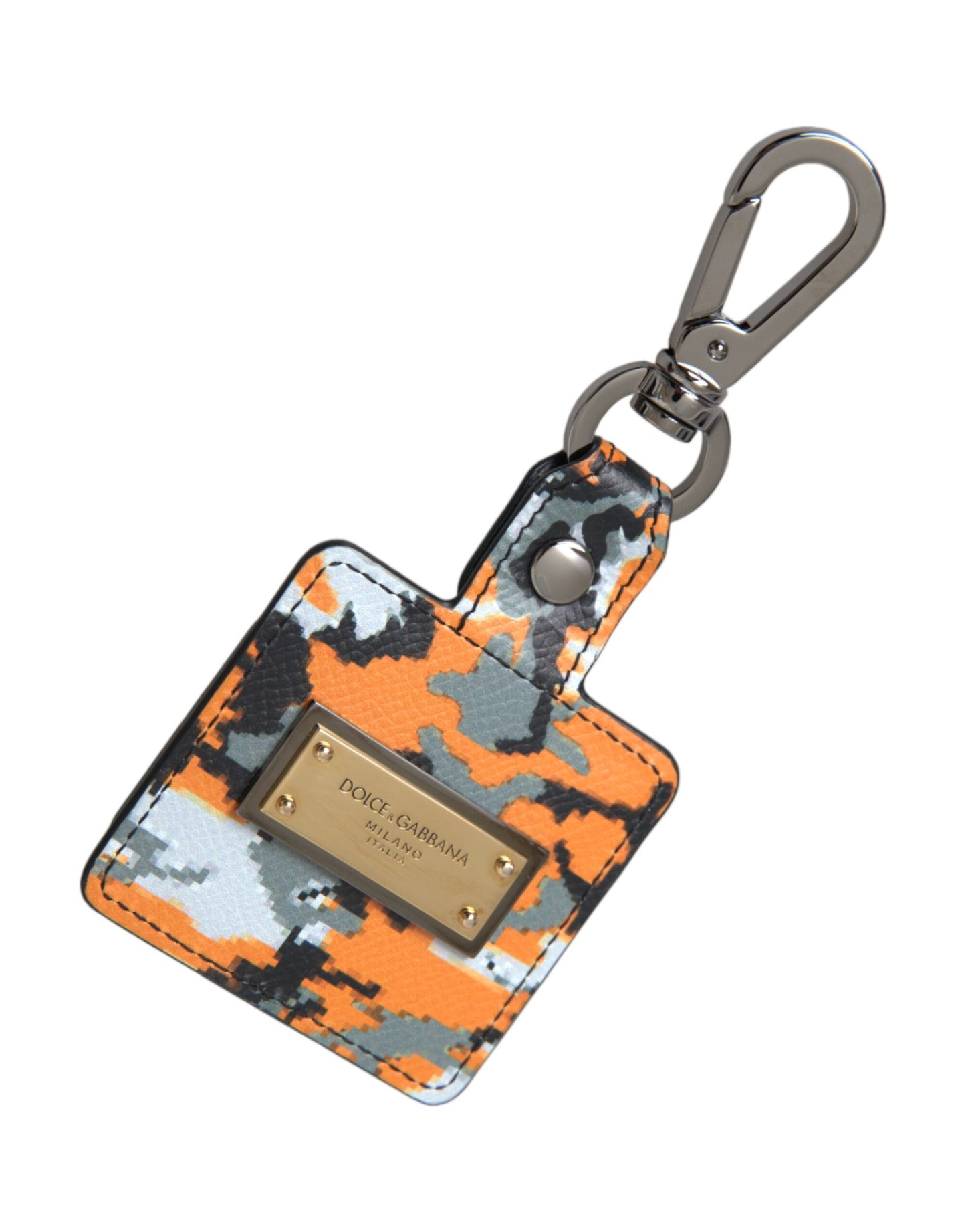 Dolce & Gabbana Multicolor Camouflage Print Leren Logo Metalen Airpods Case