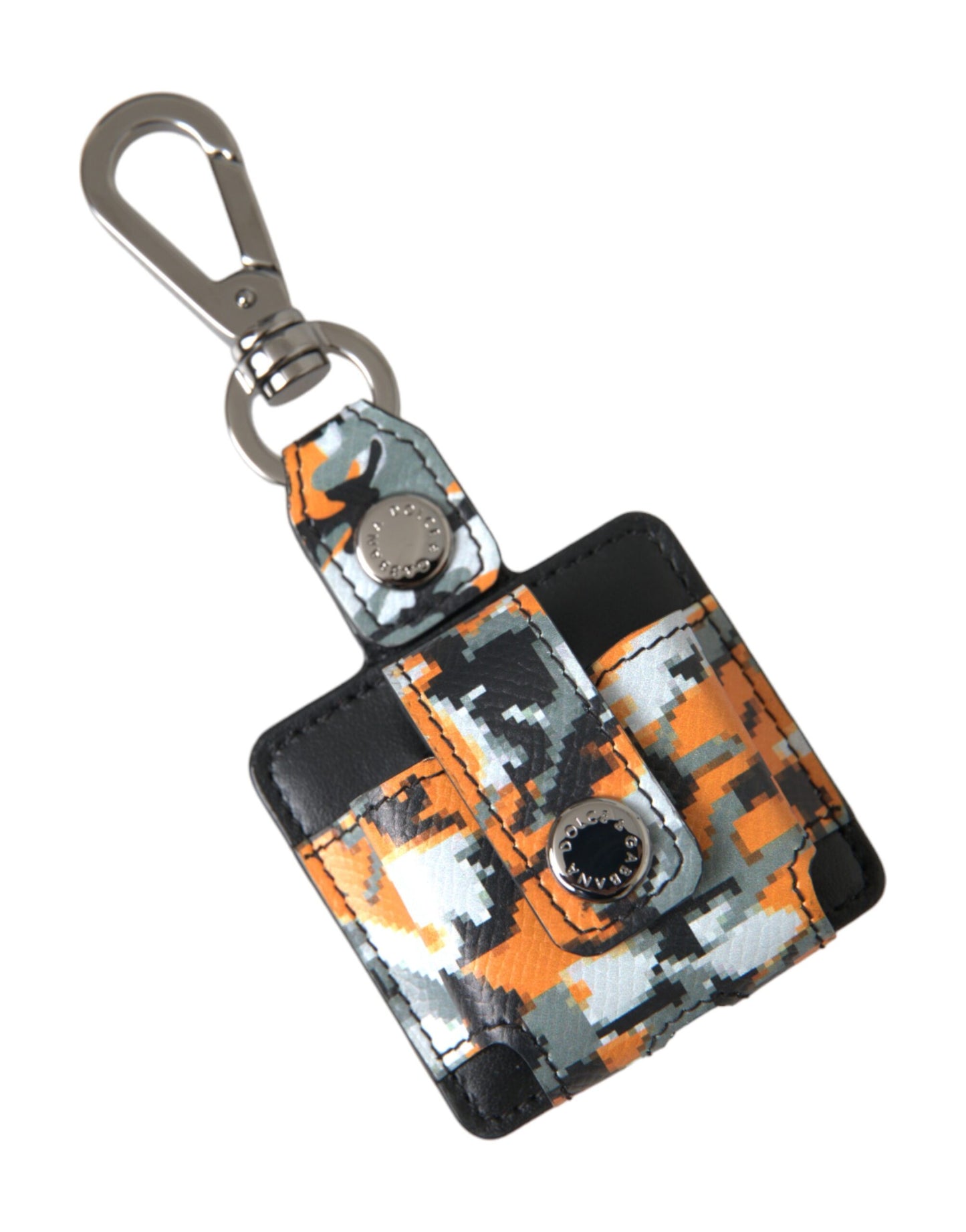 Dolce & Gabbana Multicolor Camouflage Print Leren Logo Metalen Airpods Case