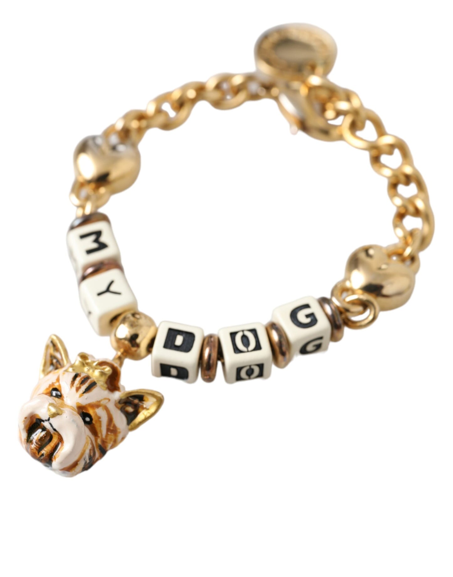 Dolce & Gabbana Goudkleurige Messing Ketting MY DOG Hart Armband