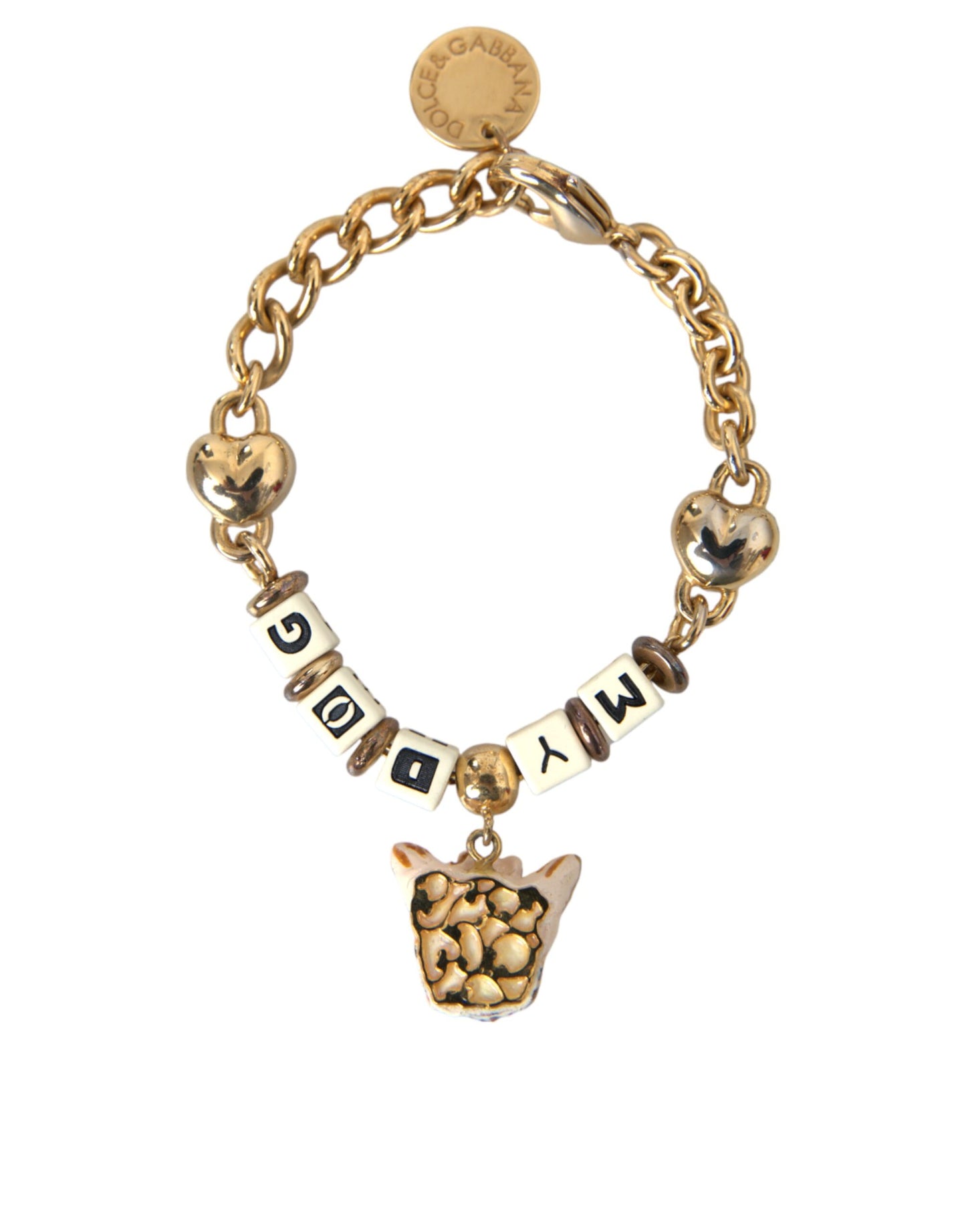 Dolce & Gabbana Goudkleurige Messing Ketting MY DOG Hart Armband