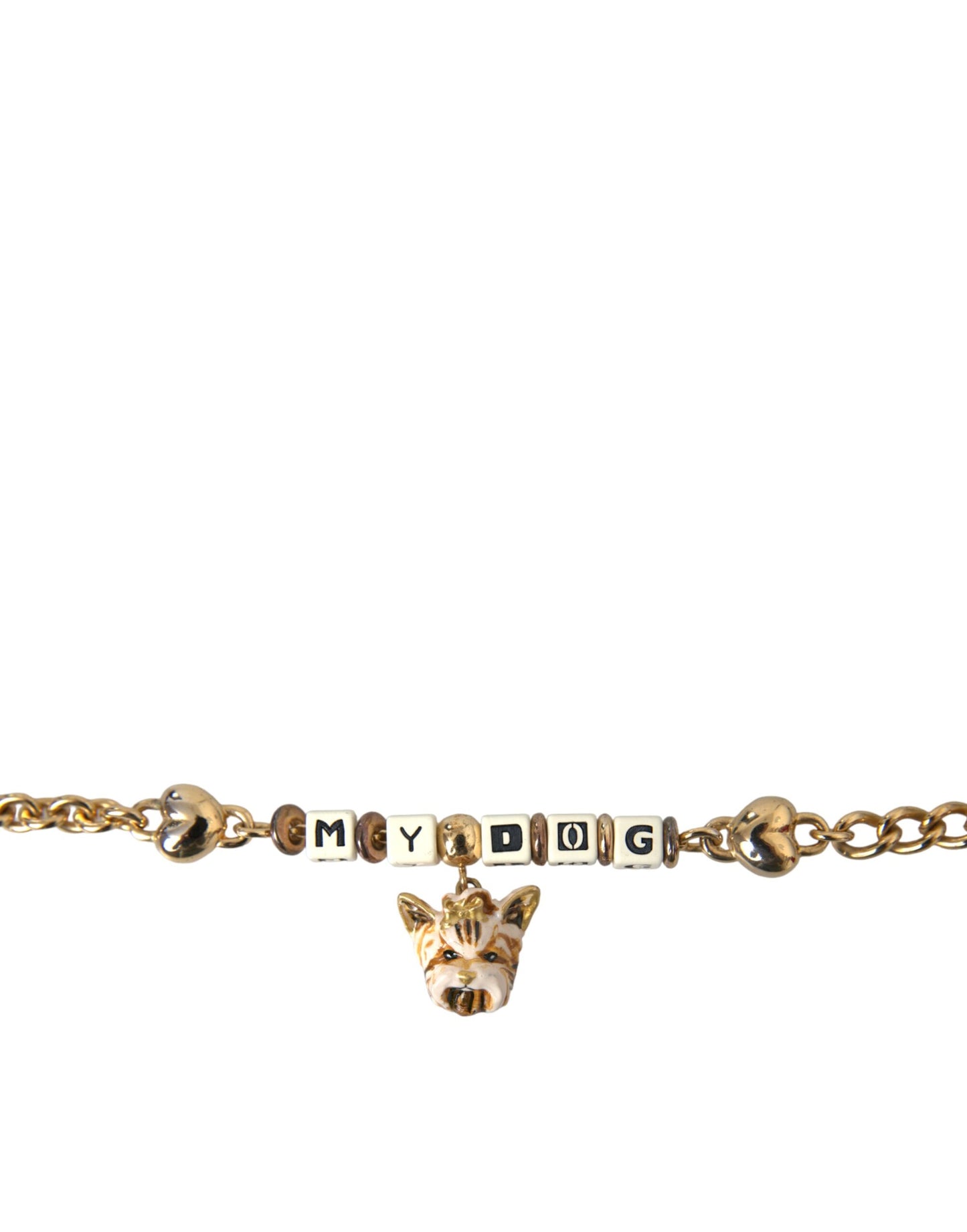 Dolce & Gabbana Goudkleurige Messing Ketting MY DOG Hart Armband