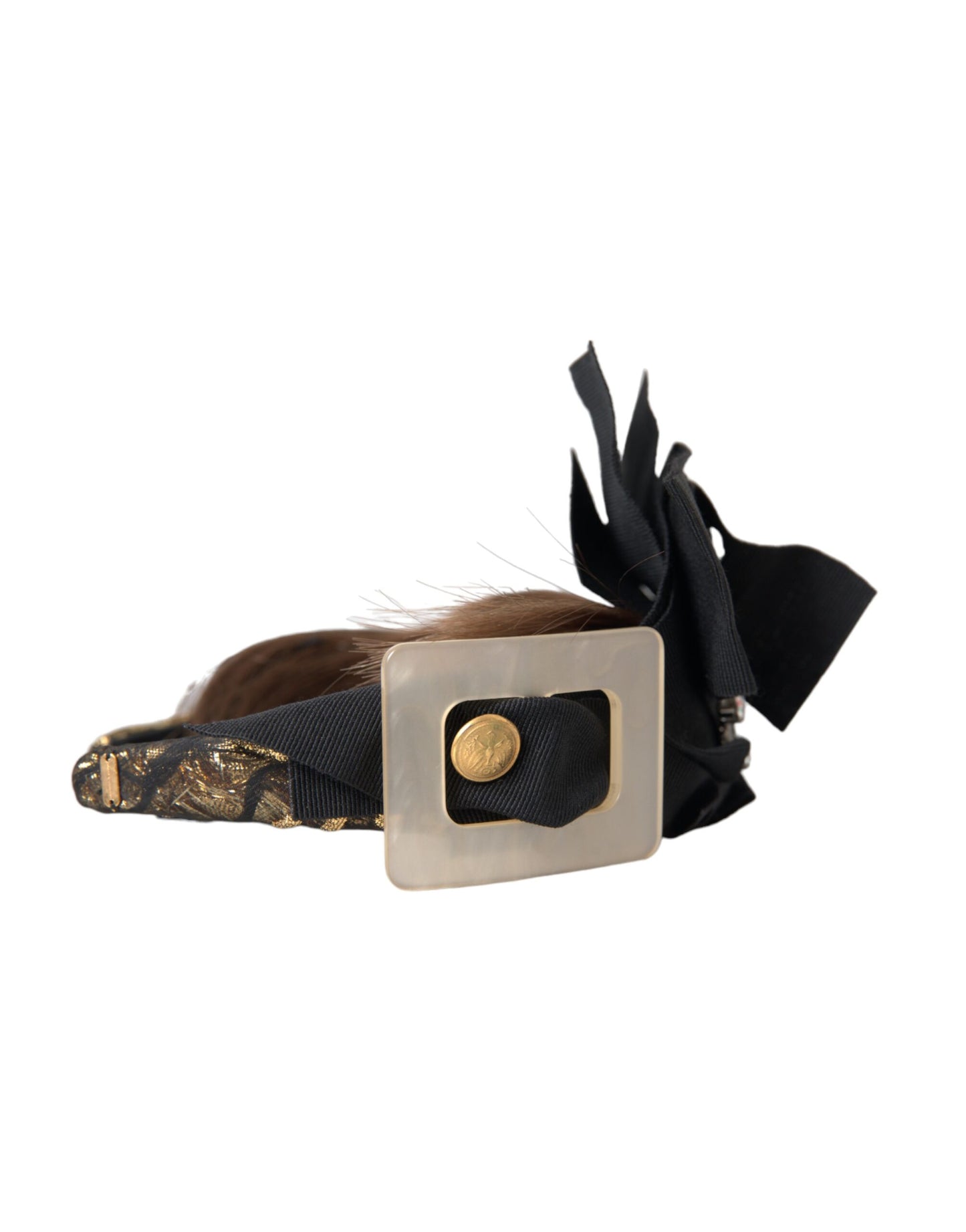 Dolce & Gabbana Zwarte Kristallen Knoop Bruin Haar Vrouwen Hoofdband Diadeem