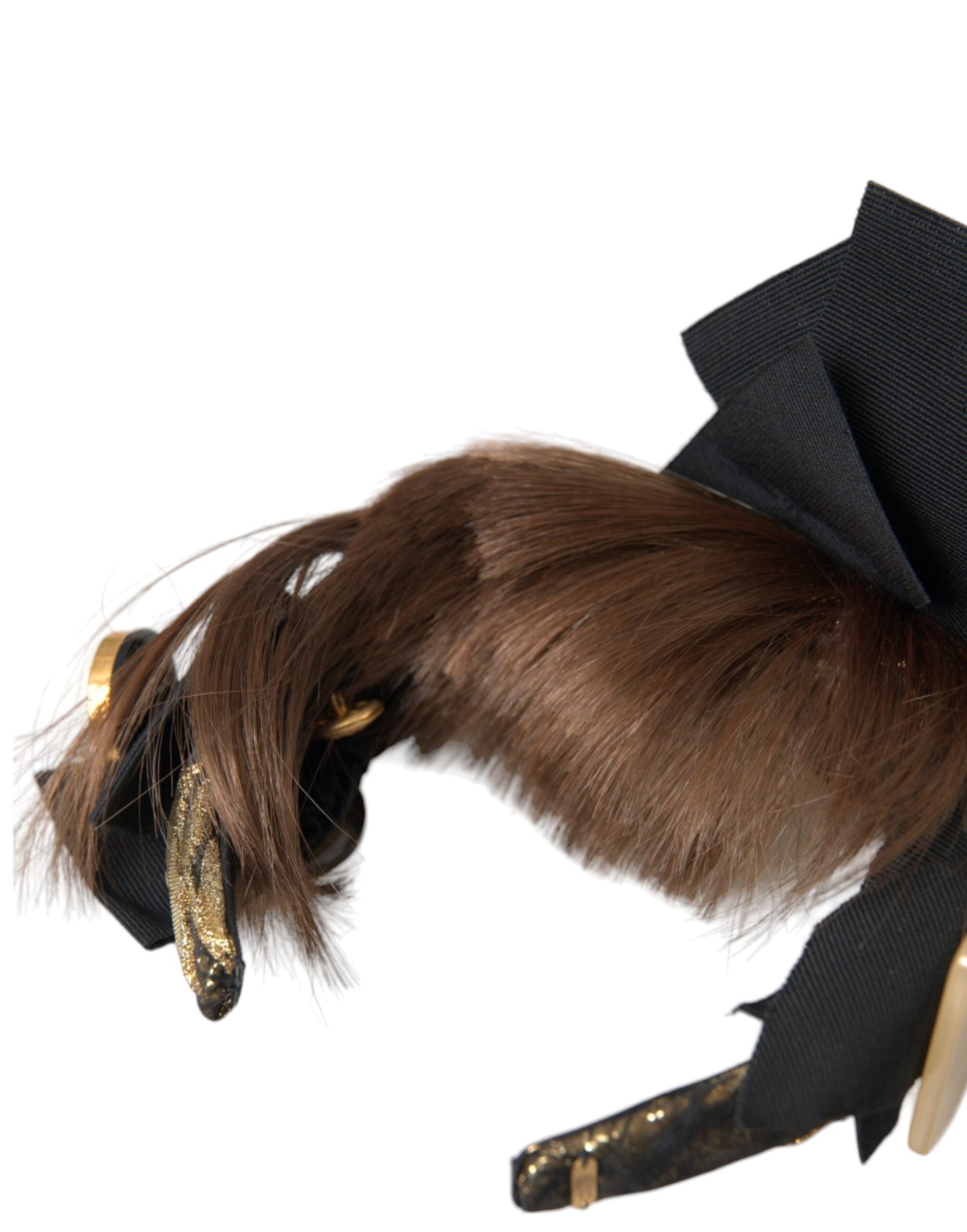 Dolce & Gabbana Zwarte Kristallen Knoop Bruin Haar Vrouwen Hoofdband Diadeem