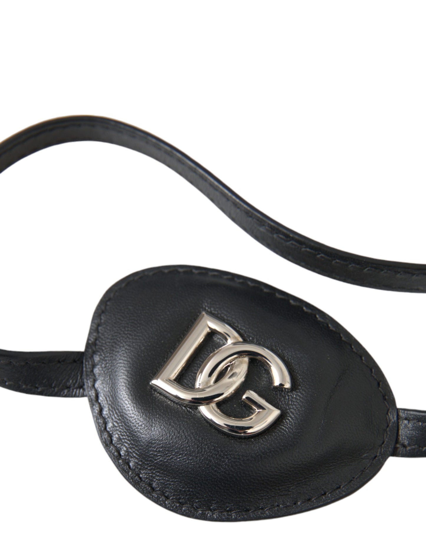 Dolce & Gabbana zwart kalfsleren ooglapje met metalen DG-logo