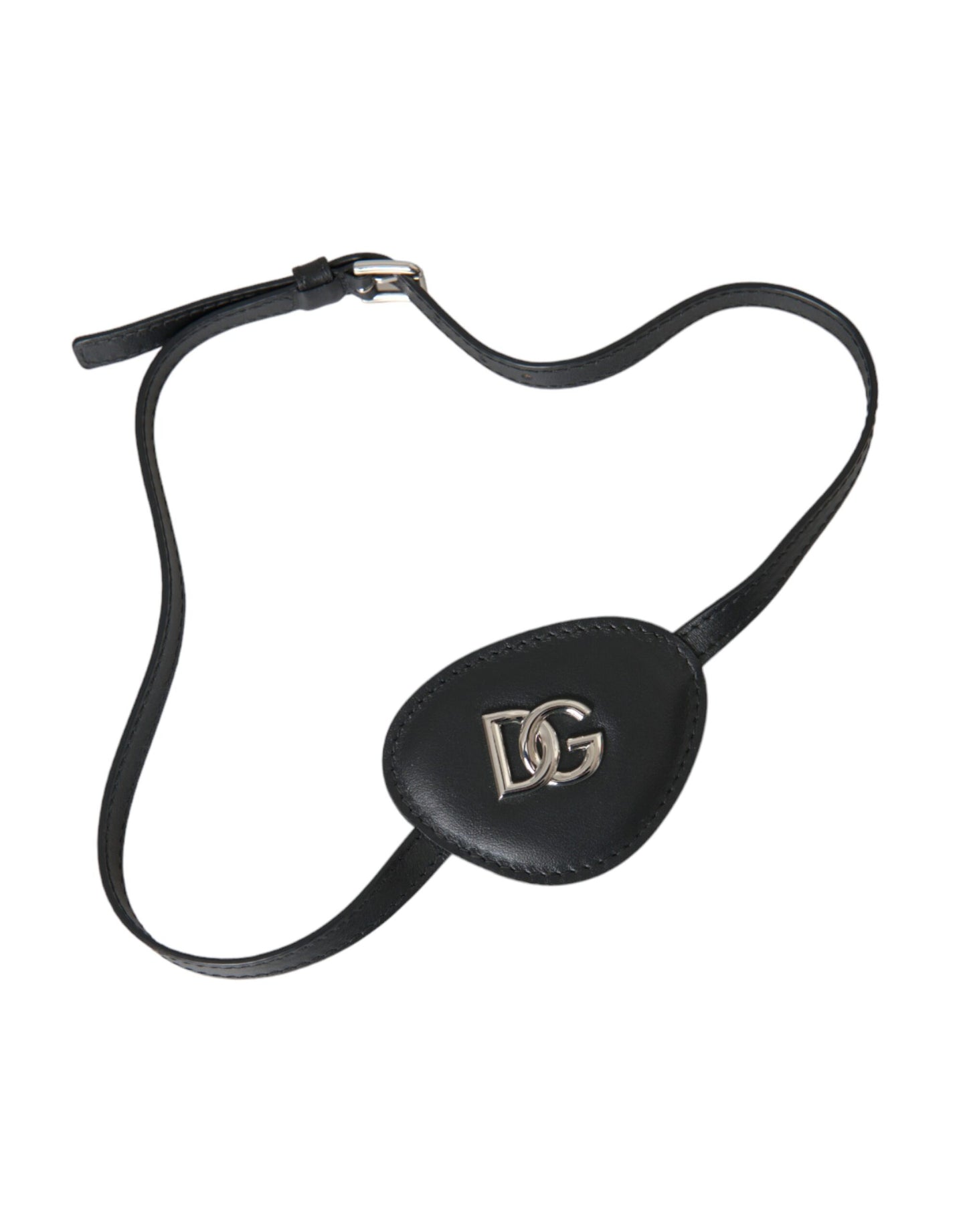 Dolce & Gabbana zwart kalfsleren ooglapje met metalen DG-logo