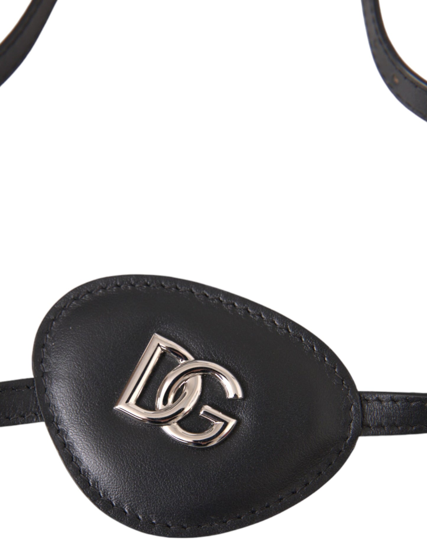 Dolce & Gabbana zwart kalfsleren ooglapje met metalen DG-logo