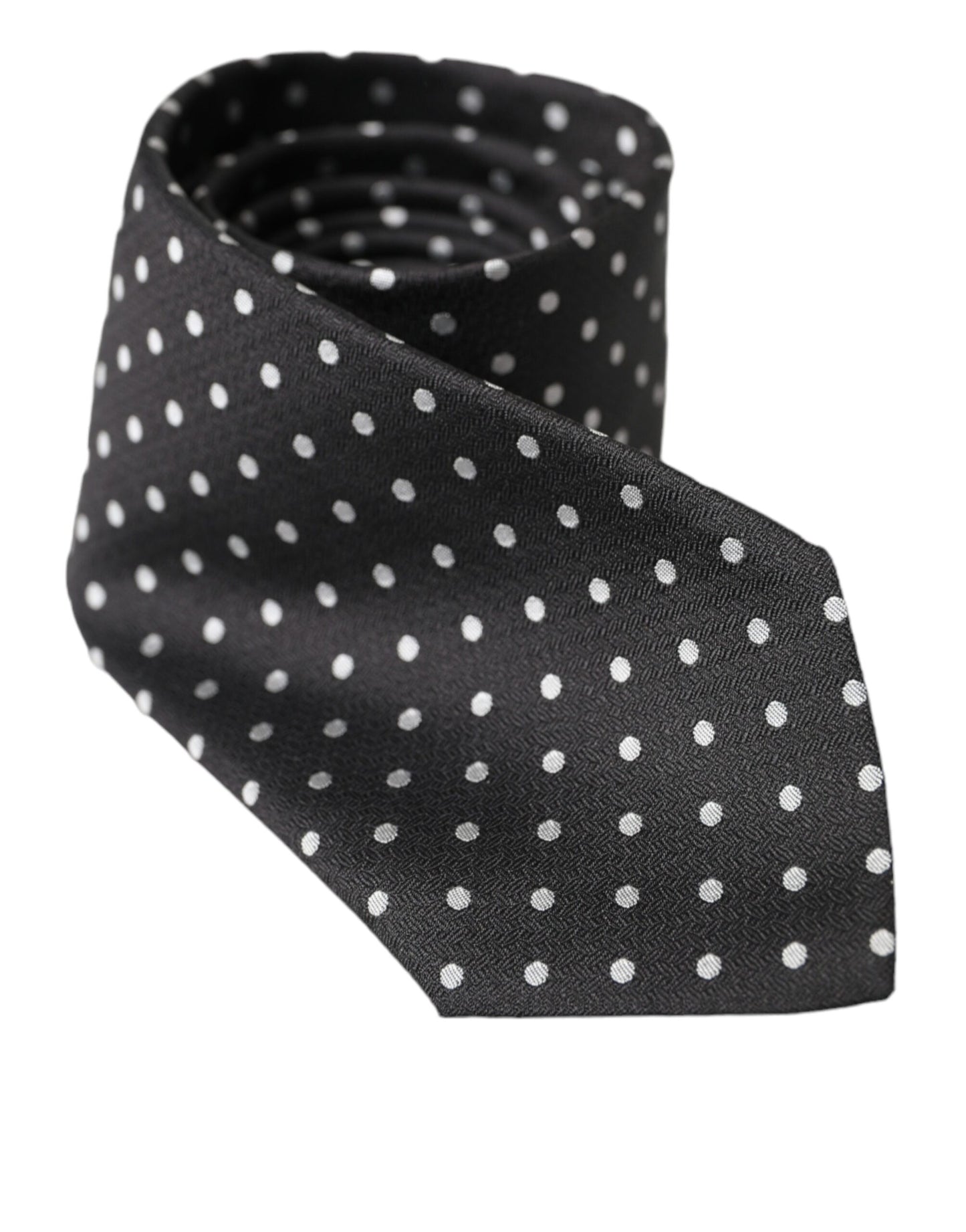 Dolce & Gabbana Zwart Wit Polka Dots 100% Zijden Stropdas Gezichtsmasker