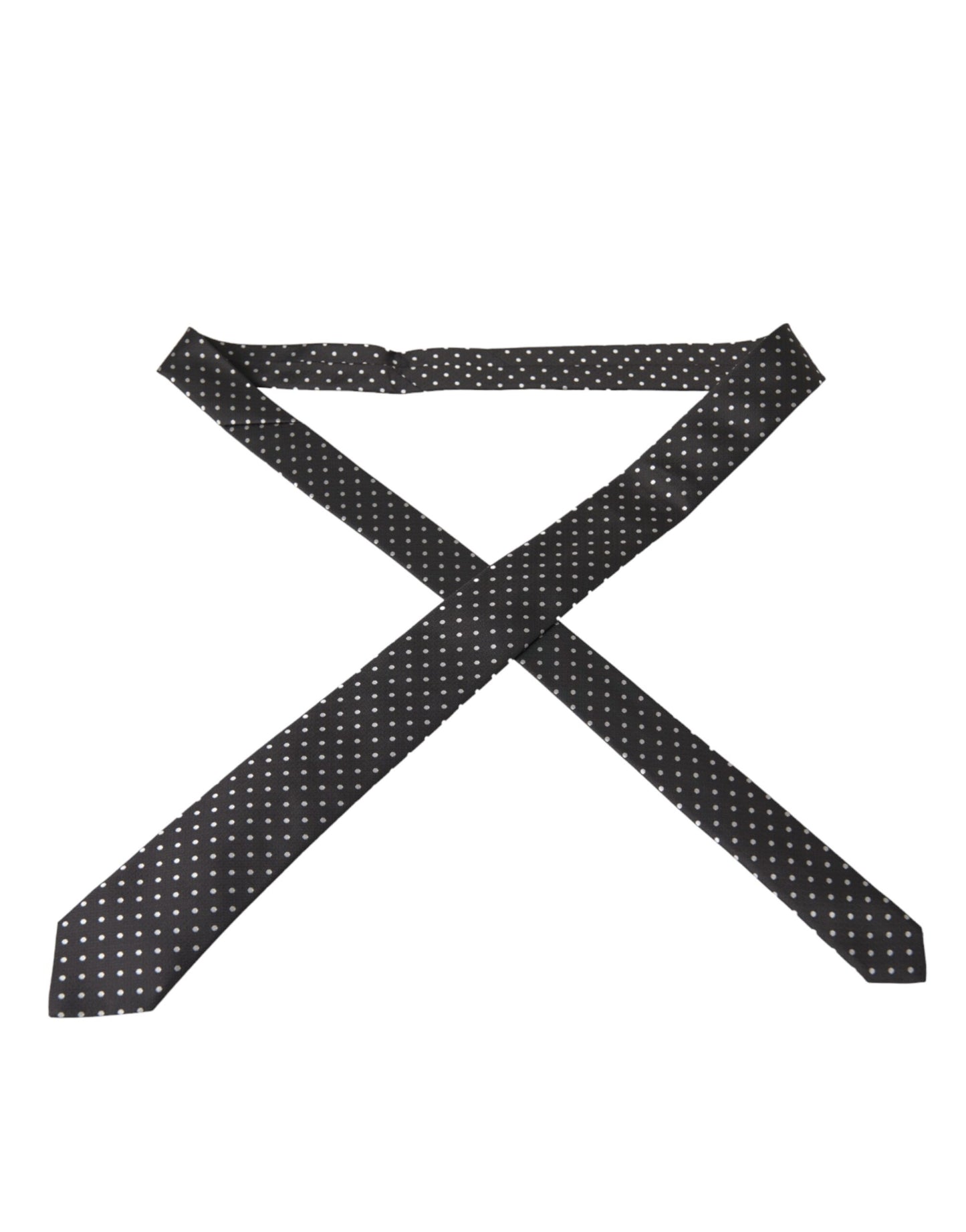 Dolce & Gabbana Zwart Wit Polka Dots 100% Zijden Stropdas Gezichtsmasker