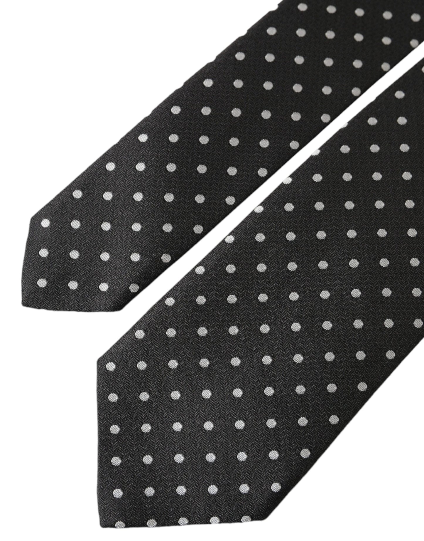 Dolce & Gabbana Zwart Wit Polka Dots 100% Zijden Stropdas Gezichtsmasker