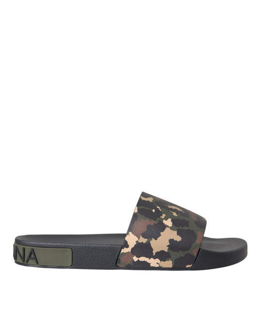 Chaussures de plage homme en cuir multicolore à camouflage Dolce & Gabbana