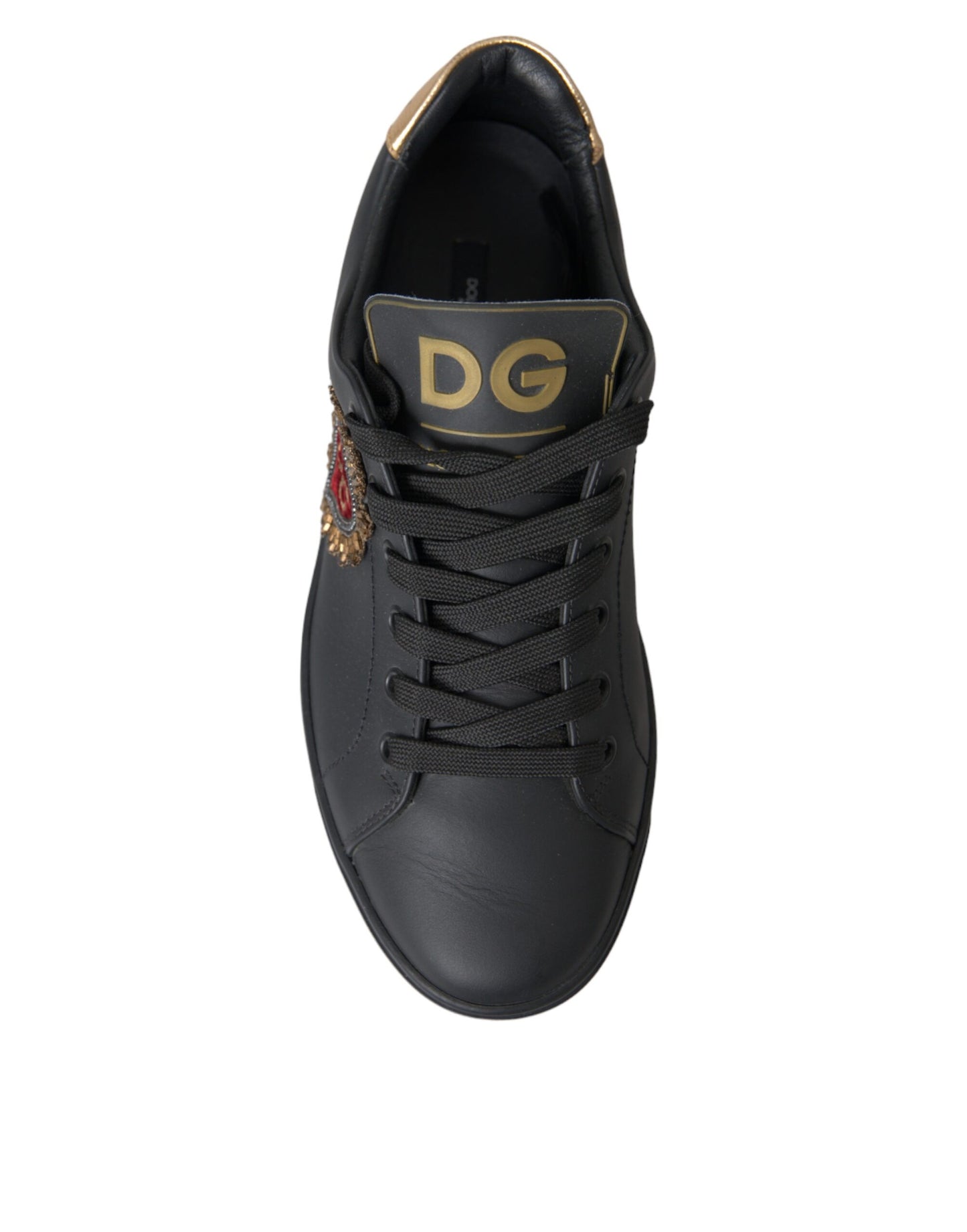 Dolce & Gabbana leren sneakers met hartjes, zwart.