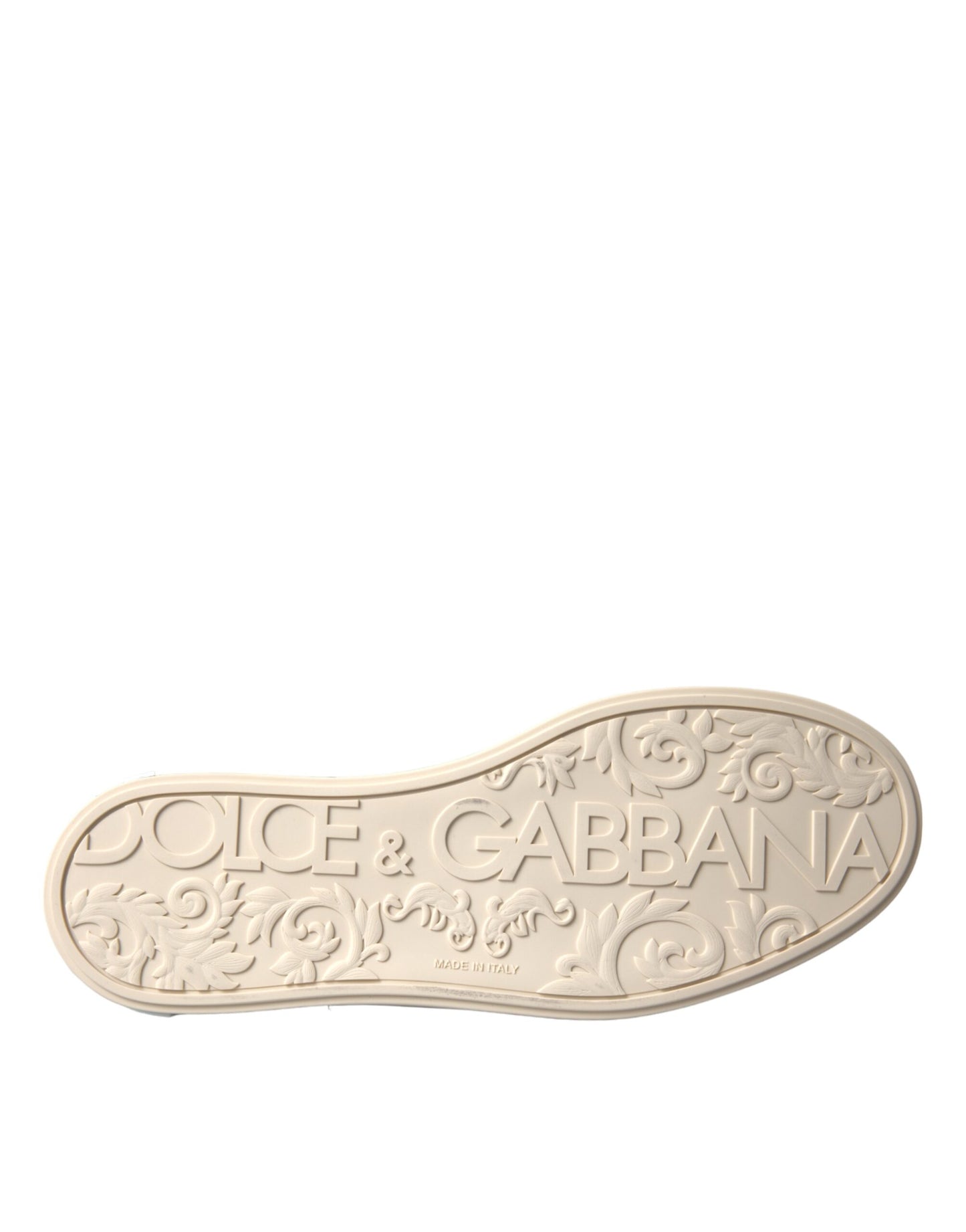 Sneakers en cuir de veau argenté Portofino de Dolce & Gabbana, chaussures homme.