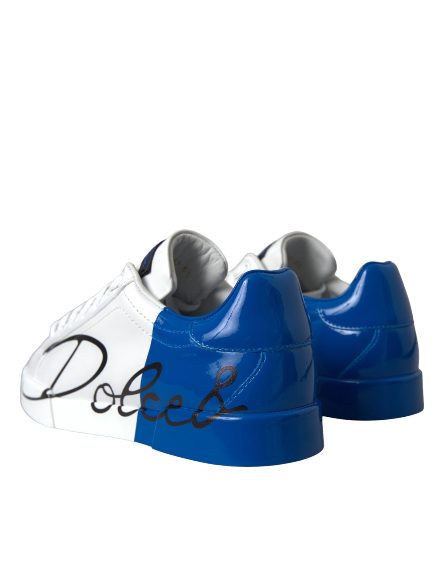 Dolce & Gabbana witte en blauwe leren low-top sneakers met logo