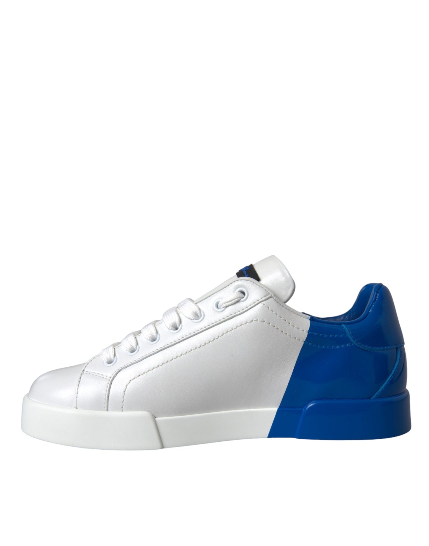 Dolce & Gabbana witte en blauwe leren low-top sneakers met logo