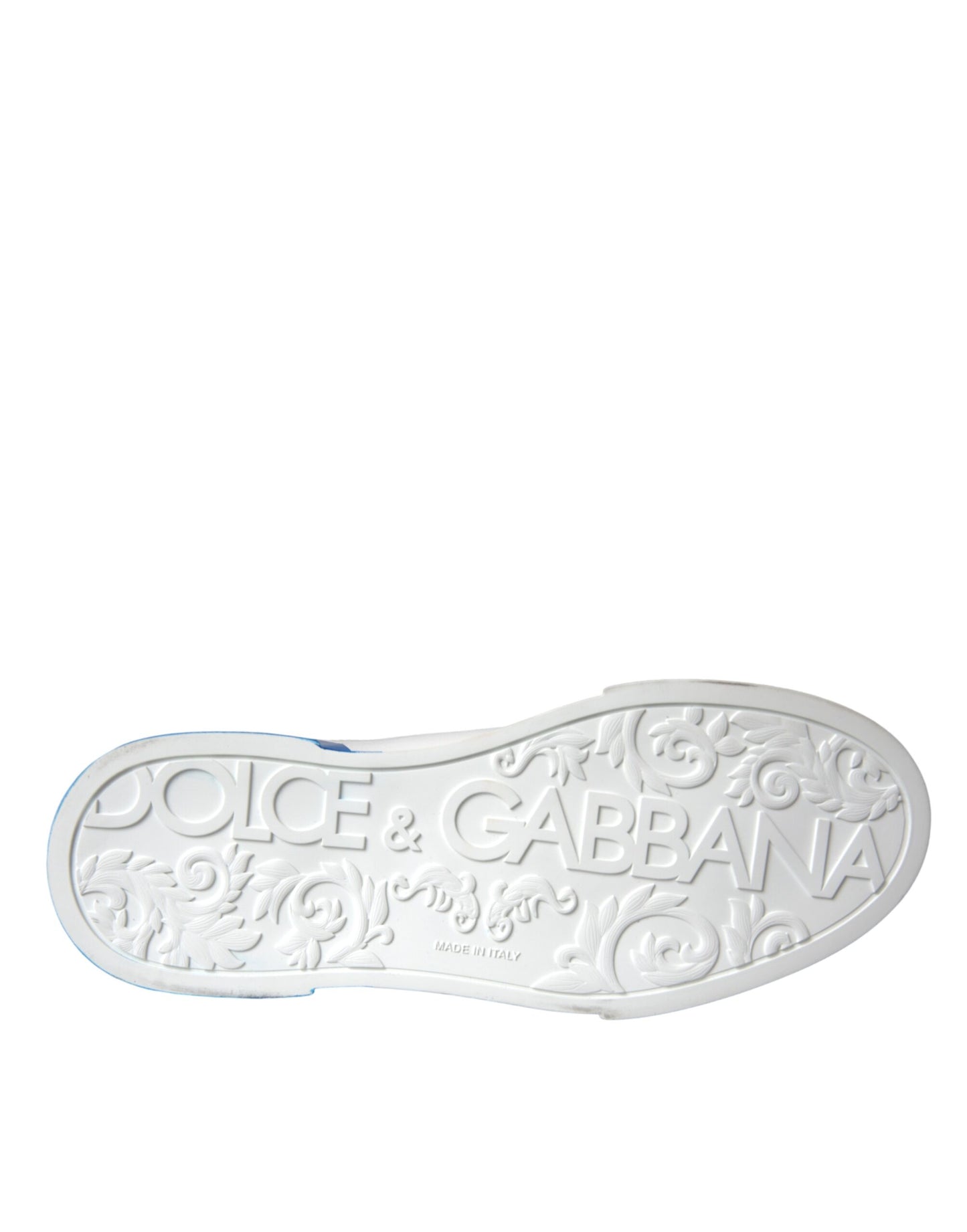 Dolce & Gabbana witte en blauwe leren low-top sneakers met logo