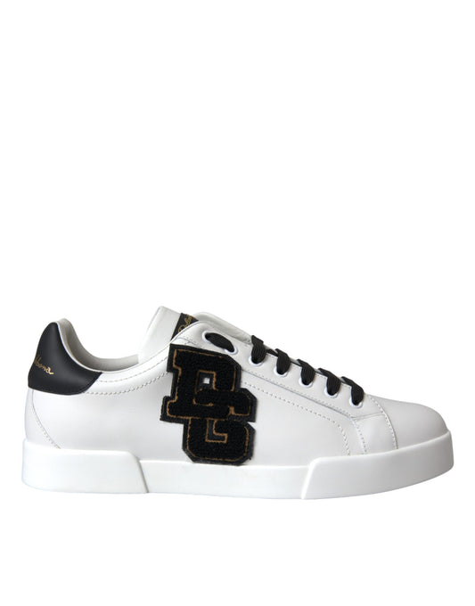 Sneakers basses décontractées en cuir blanc avec logo DG de Dolce & Gabbana