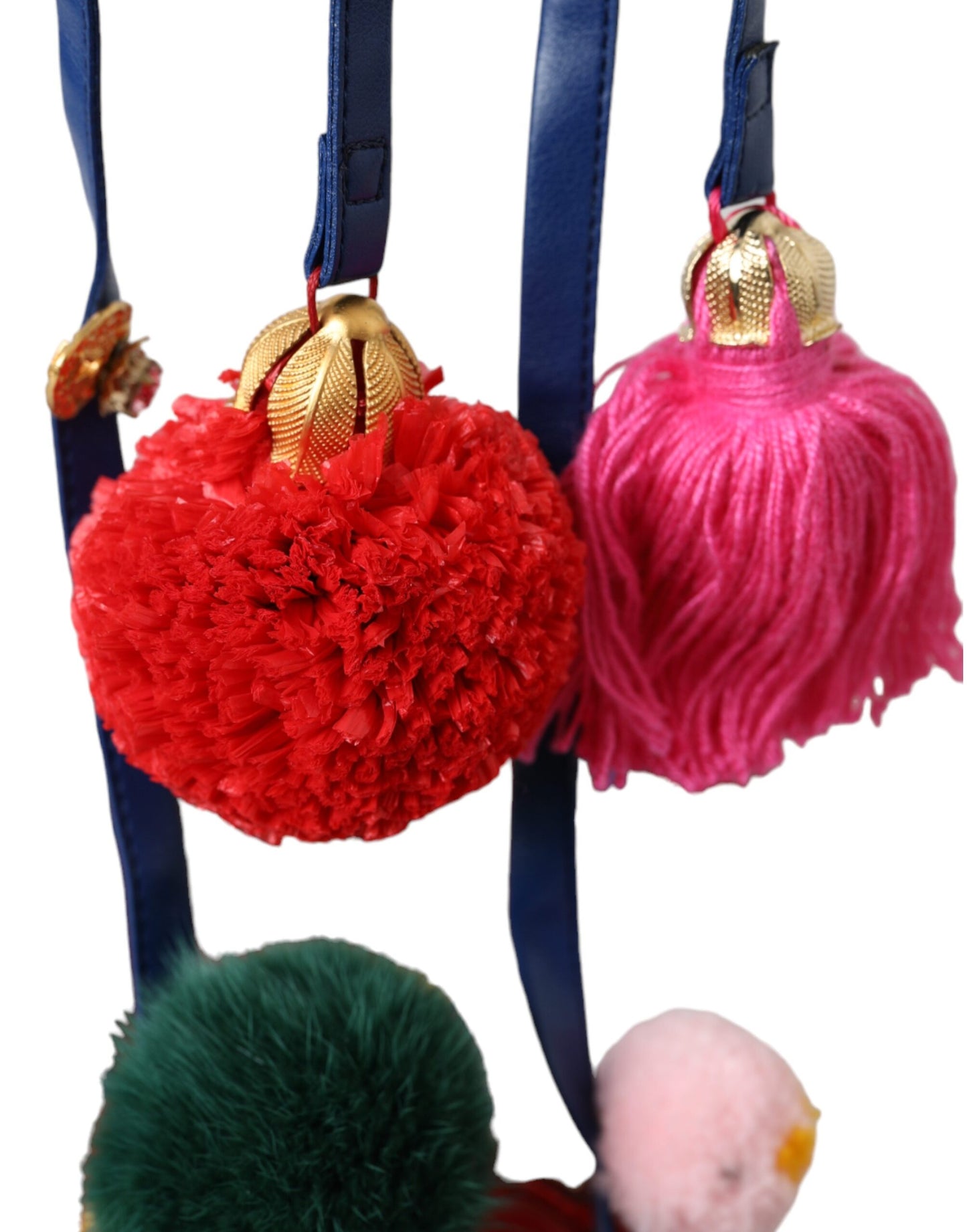 Dolce & Gabbana Multicolour Pom Pom Fur Wrap Sandalen