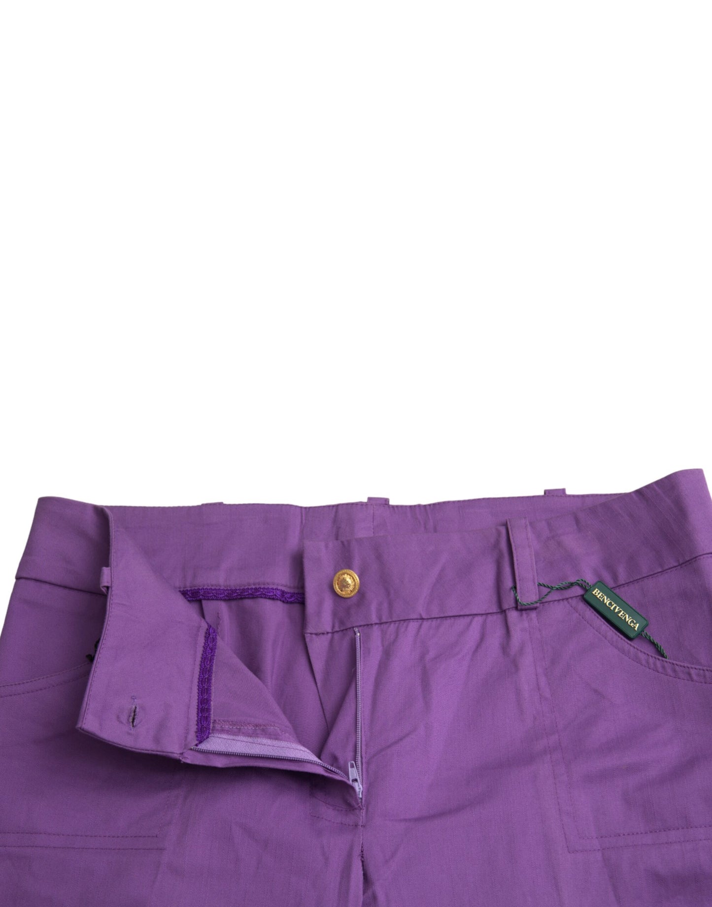BENCIVENGA Pantalon Cropped droit taille mi-hauteur en coton violet