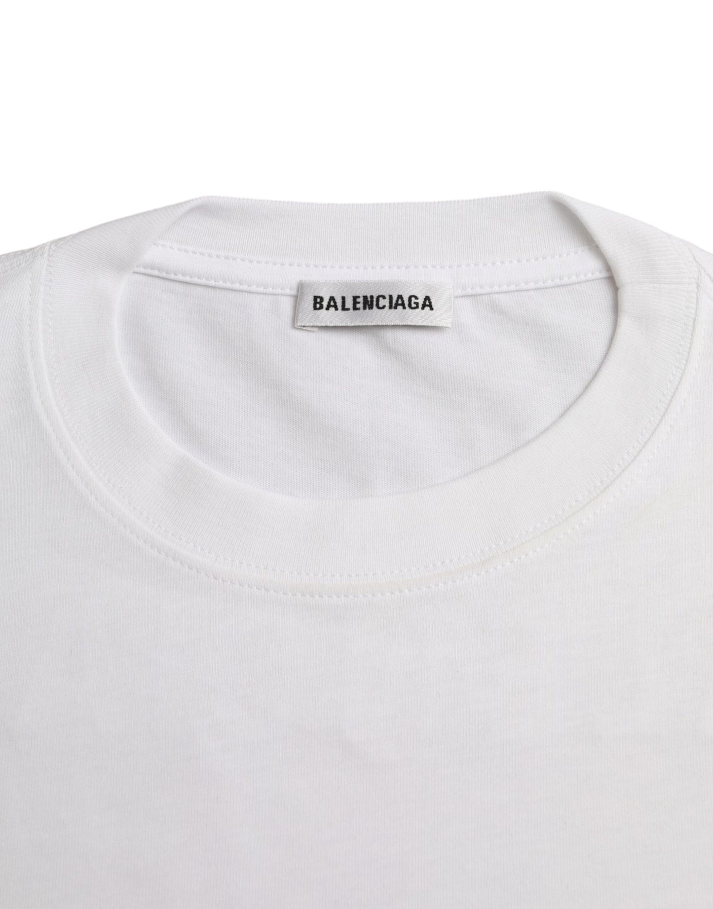 T-shirt blanc en coton à manches courtes et col rond de Balenciaga