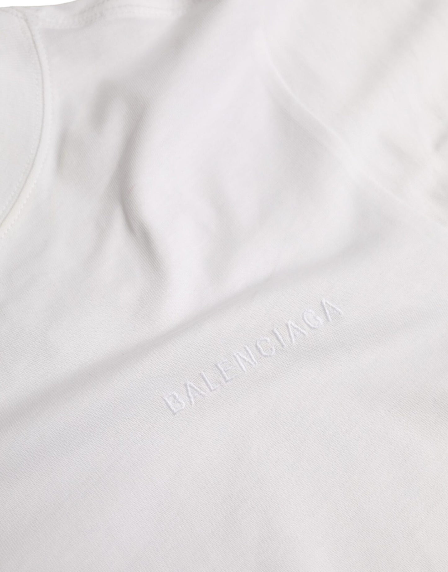 T-shirt blanc en coton à manches courtes et col rond de Balenciaga
