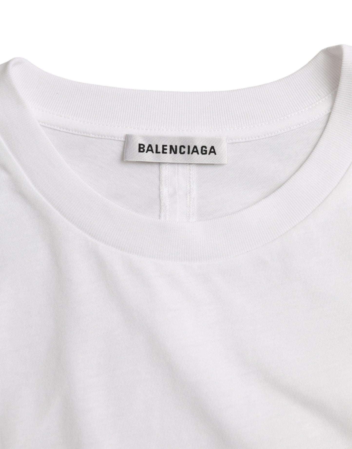 T-shirt blanc en coton à manches courtes et col rond de Balenciaga