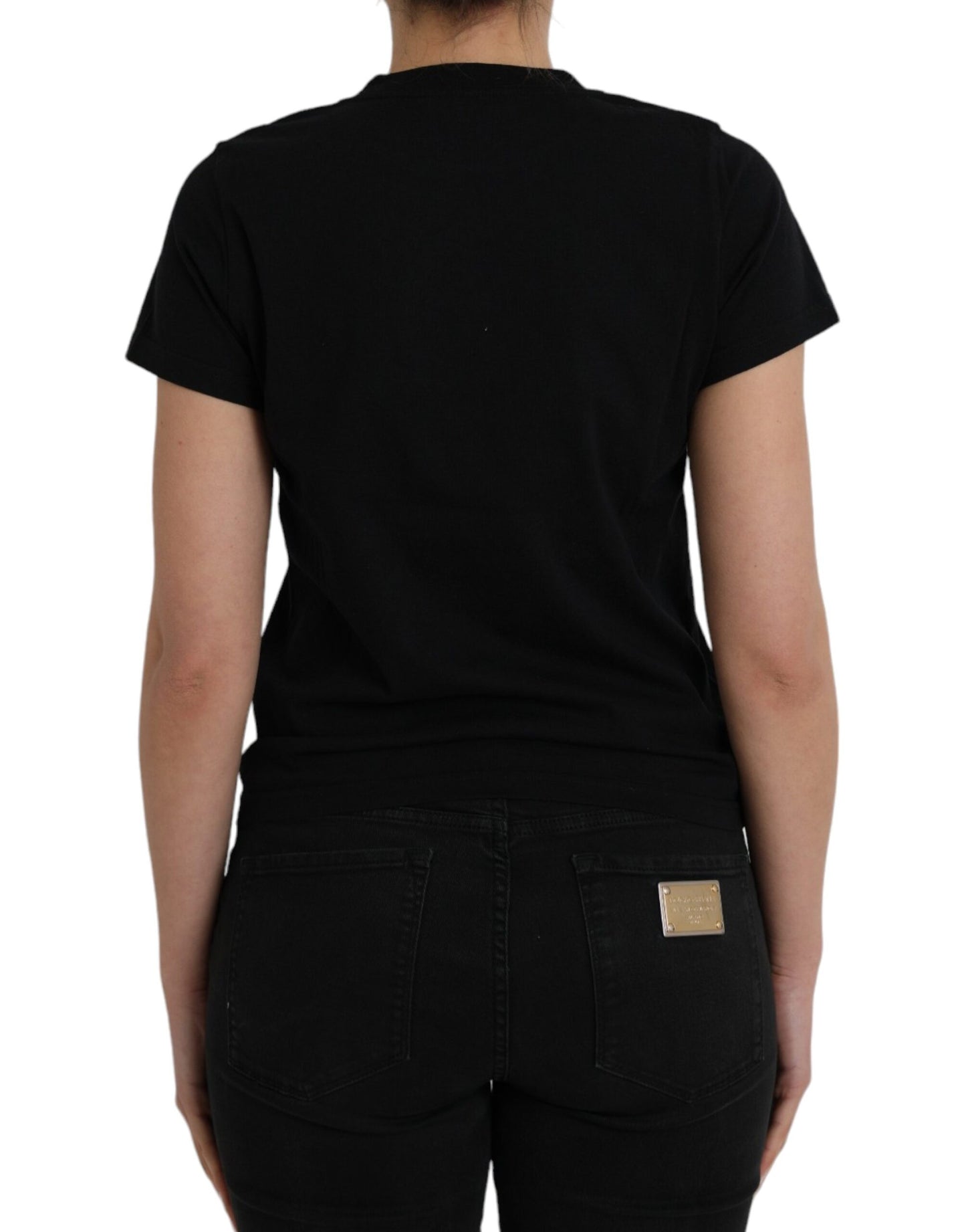 T-shirt à manches courtes en coton noir avec logo imprimé et col rond de Balenciaga
