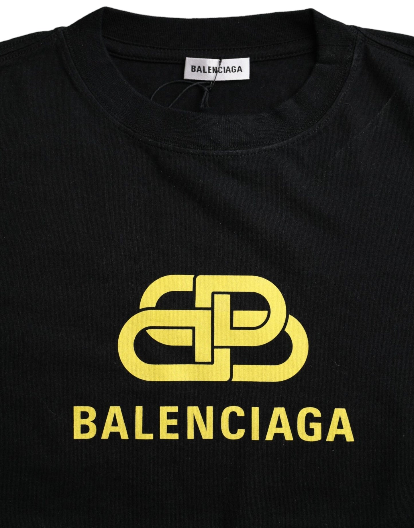 T-shirt à manches courtes en coton noir avec logo imprimé et col rond de Balenciaga