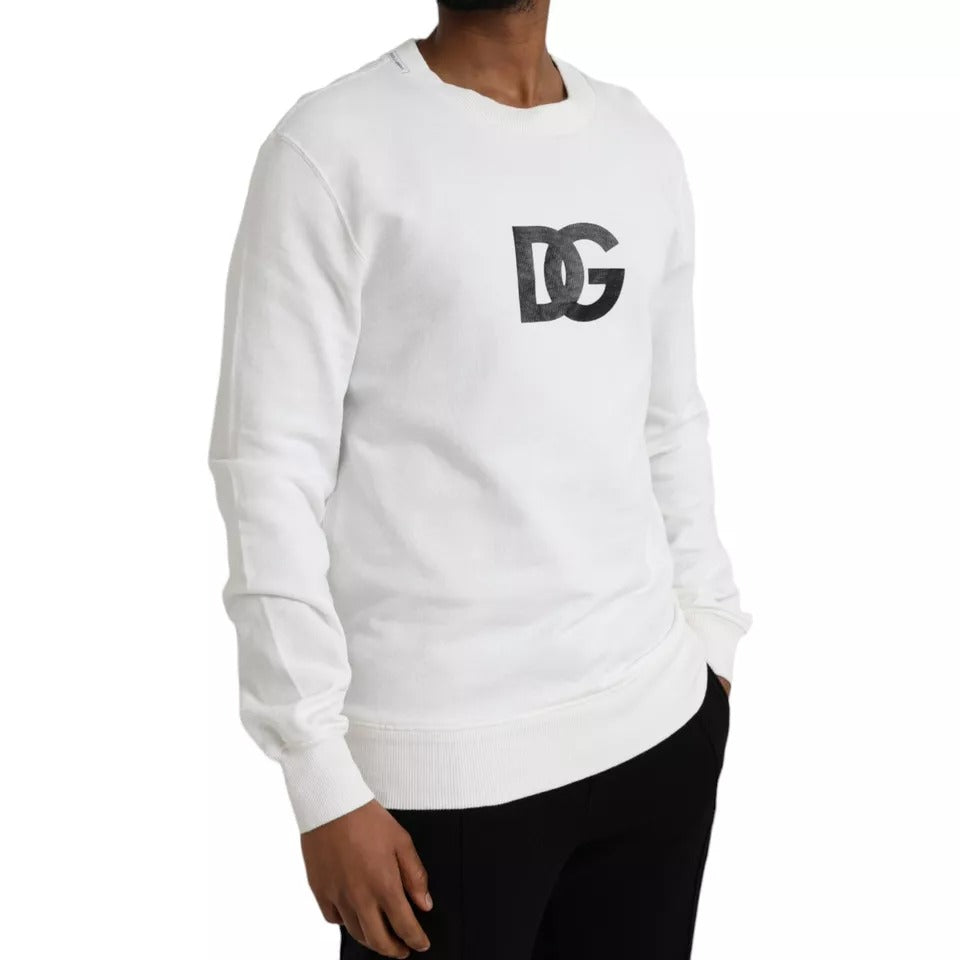 Dolce & Gabbana witte crewneck trui van katoen met logo