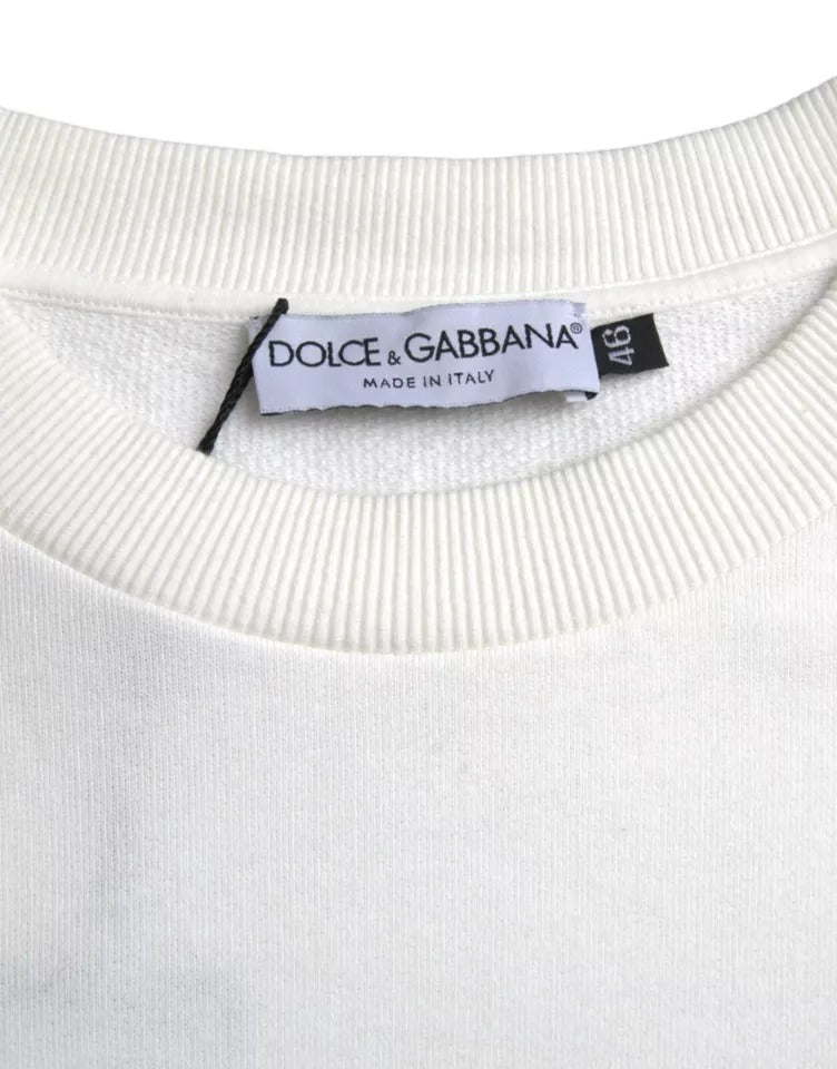 Dolce & Gabbana witte crewneck trui van katoen met logo