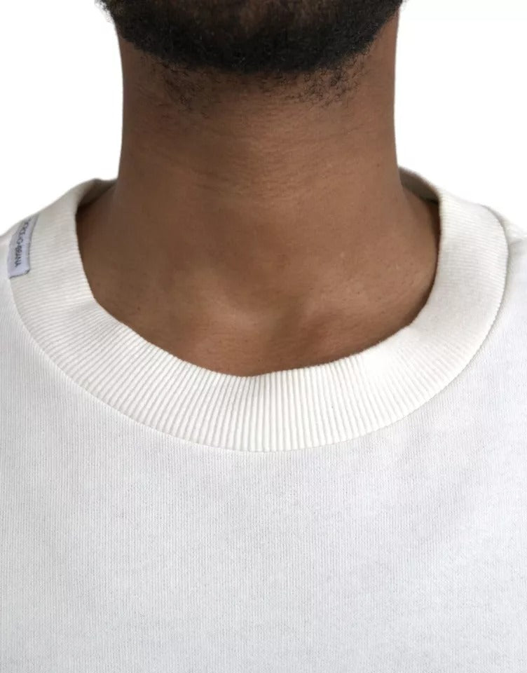 Dolce & Gabbana witte crewneck trui van katoen met logo