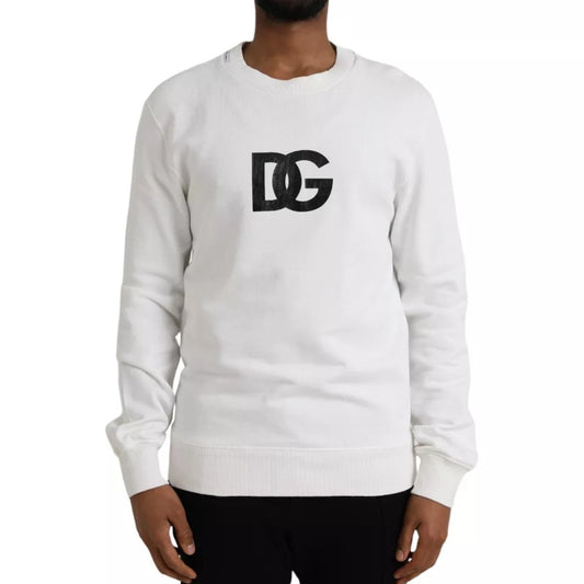 Dolce & Gabbana witte crewneck trui van katoen met logo